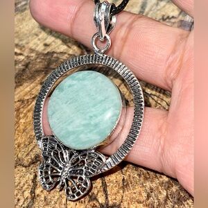 Amazonite Butterfly Pendant 2 1/2”